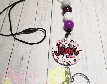 Makeup Artist Lanyard, MUA Lanyard, Esthetician Lanyard, Cosmetologist Lanyard, Beautician Lanyard, Teacher Lanyard, Personalized, Custom