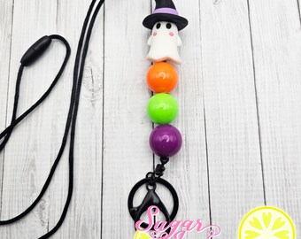 Halloween Teacher Lanyard, Halloween Theme, Spooky, Fall Season Lanyard, Teacher Gift, Happy Halloween, Witch Ghost Glow-In-The-Dark Lanyard
