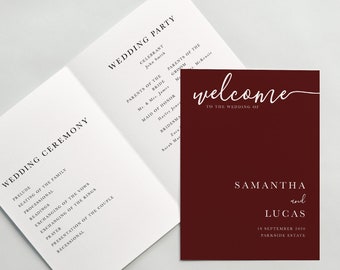 LARA Minimalist Wedding Program Booklet Template - Customise and Print - Templett Instant Download