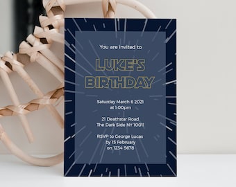 LUKE Star Wars Theme Birthday Invitation Template - Customise and Print - Templett Instant Download