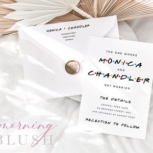 MONICA Friends Theme Hochzeit Einladung Vorlage - anpassen und drucken - Templett Instant Download