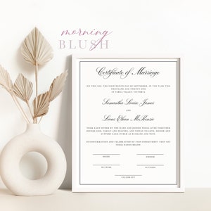 AMELIA Modern Classic Heiratsurkunde Vorlage - anpassen und drucken - Templett Instant Download