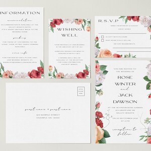 ROSIE Floral Wedding Invitation Template Bundle – Customise and Print – Templett Instant Download