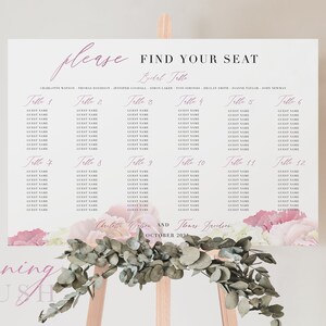 CHARLOTTE Floral Wedding Seating Chart Template – Personnaliser et imprimer – Templett Téléchargement instantané