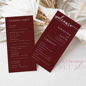 LARA Minimalist Wedding Program Templates - Customise and Print - Templett Instant Download