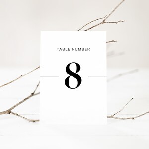 ZARA Minimalist Wedding Table Number Template - Customise and Print - Templett Instant Download