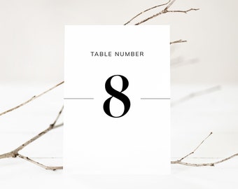 ZARA Minimalist Wedding Table Number Template - Customise and Print - Templett Instant Download