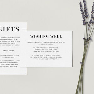 ZARA Minimalist Wedding Gifts Wishing Well Template - Customise and Print - Templett Instant Download