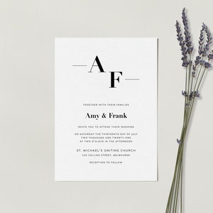 ZARA Minimalist Wedding Invitation Template - Customise and Print - Templett Instant Download