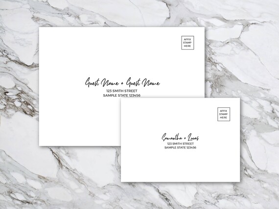 Instant Download Customisable and Printable Minimalist TEMPLETT DIY Wedding Invitation Envelope Template