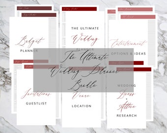 PRINTABLE Ultimate Wedding Planner Bundle | A4 Organiser Guide for Brides | Instant Download Print at Home | Checklist Budget Quote Tracker