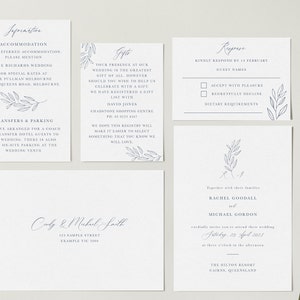 NADIA Minimalist Wedding Invitation Template Bundle – Customise and Print – Templett Instant Download