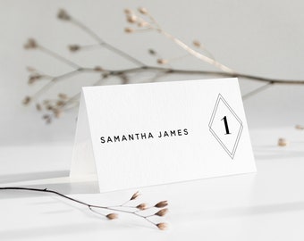 ERICA Monogram Minimalist Wedding Placecard Template - Customise and Print - Templett Instant Download