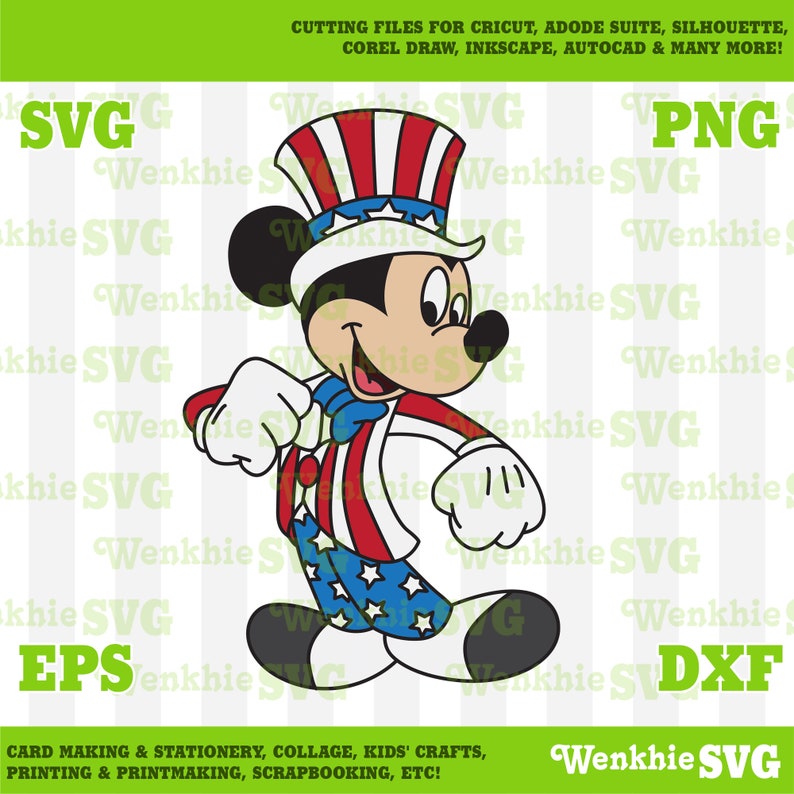 Download 4th of July Mickey Mouse Cutting File Printable SVG file ...