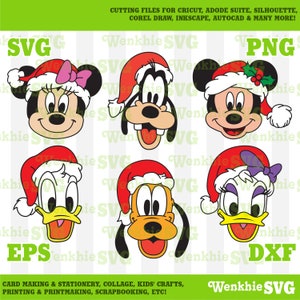 Mickey and Friends Santa Hat Bundle Cutting File Printable, SVG file for Cricut