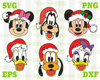 Mickey and Friends Santa Hat Bundle Cutting File Printable, SVG file for Cricut