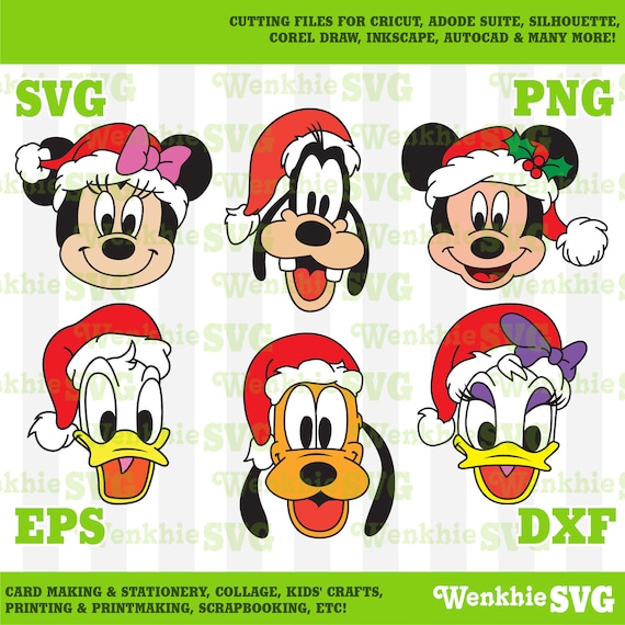 Mickey and Friends Santa Hat Bundle Cutting File Printable, SVG