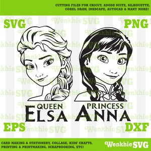 Frozen Elsa and Anna Cutting File Printable, SVG file for Cricut