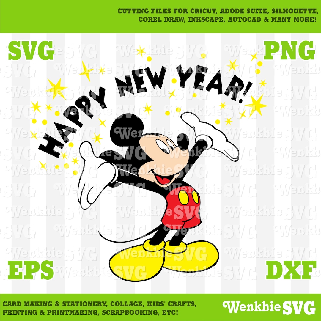 Mickey Happy New Year Cutting File Printable, SVG File for Cricut - Etsy