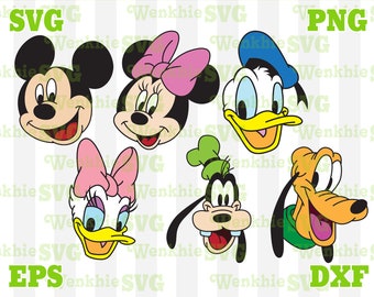 Mickey y amigos cabezas paquete de archivo de corte imprimible, archivo SVG para Cricut