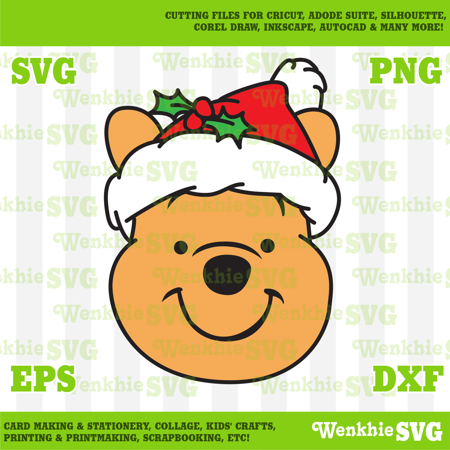 Winnie the Pooh Santa Hat Cutting File Printable SVG file for | Etsy
