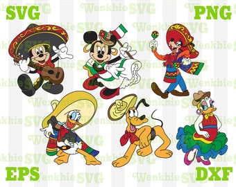 Cinco De Mayo Mickey and Friends BUNDLE Cutting File Printable, SVG file for Cricut