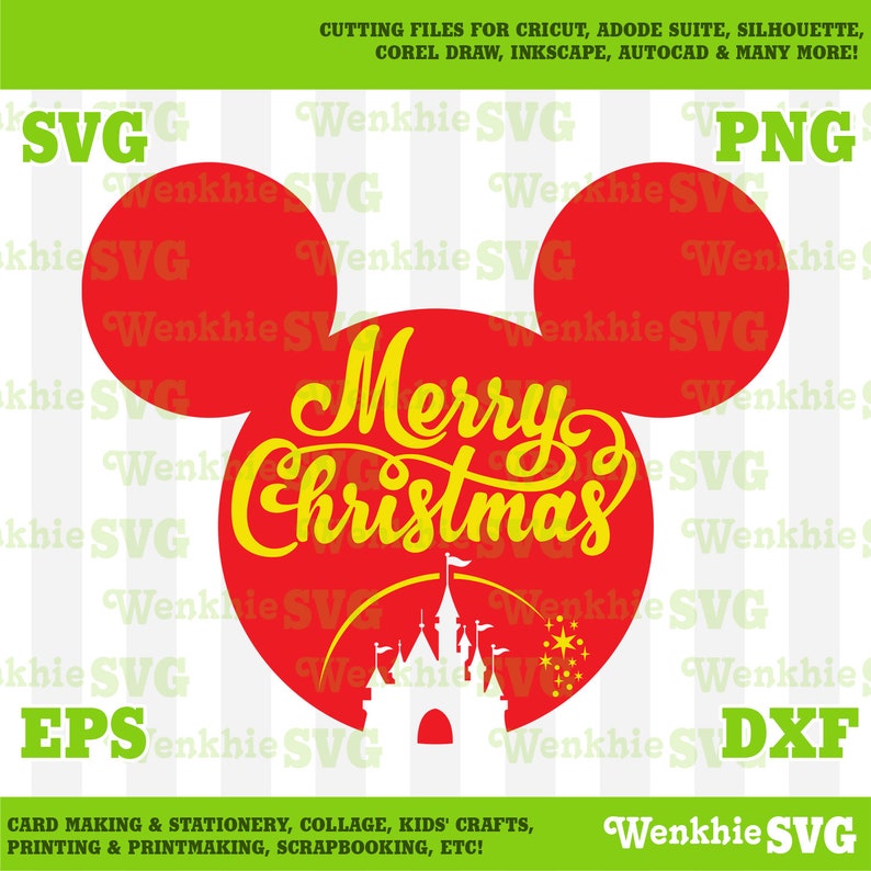Mickey Merry Christmas Cutting File Printable SVG file for | Etsy