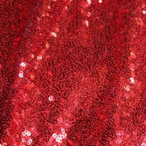 Red Sequin Fabric, 5mm Full Sequins on Mesh Fabric, Red Sequins