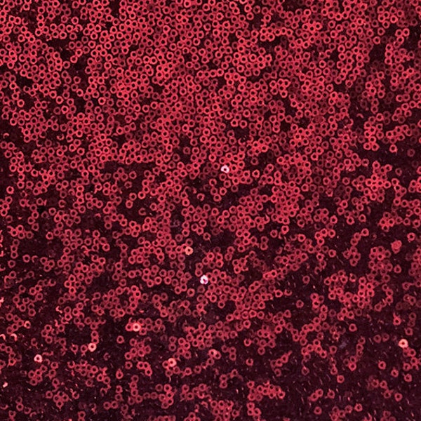 Tissu de paillettes bordeaux, tissu de paillettes plein bordeaux, paillettes rouge cramoisi sur tissu en maille, tissu de paillettes rouge foncé par mètre