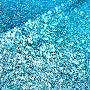 Baby Blue Iridescent Sequin Fabric, Baby Blue Hologram full Sequin Fabric, Blue Iridescent Sequin on Mesh Fabric, Sequins Fabric by the Yard