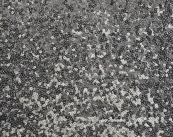 Gunmetal Gray Sequin Fabric Gunmetal Sequins Full Fabric Gunmetal Sequins on Grey Mesh Fabric Gunmetal Grey Sequin Fabric by the Yard Etsy