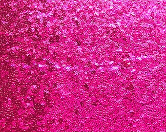 Tissu de paillettes Fuchsia, Paillettes complètes rose vif Paillettes Fuchsia sur tissu en maille, paillettes brillantes sur tissu en maille pour robe, déco de fête par mètre