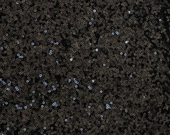 Black Sequin Fabric, Black Full Sequin on Black Mesh Fabric, Black Sequin  for Dress, Tablecloth, Jet Black Sequin Fabric by the Yard
