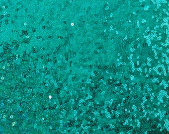 Turquoise Pailletten stof, turquoise volledige Pailletten, Seafoam Blue Glitter Pailletten op Mesh Stof voor Pailletten Jurk, Tafelkleed op maat gesneden, Turquoise