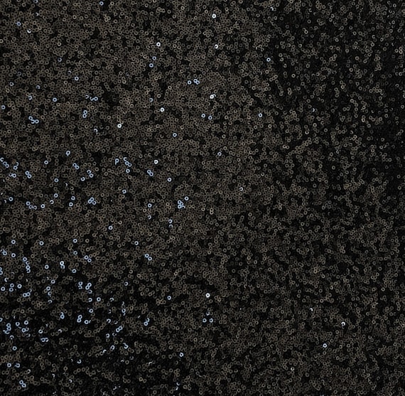 Black Sequin Fabric, Black Full Sequin on Black Mesh Fabric, Black