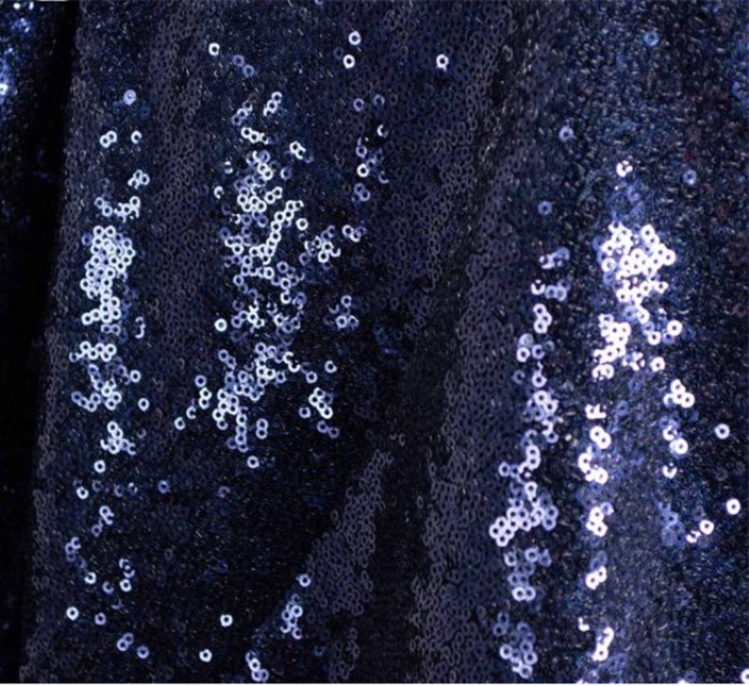 Navy Blue Sequin Fabric, Navy Full Sequin on Mesh Fabric, Indigo Sequin ...