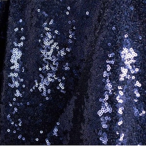 Navy Blue Sequin Fabric, Navy Full Sequin on Mesh Fabric, Indigo Sequin Fabric for Dress, Tablecloth, Marine Blue Sequin by the Yard