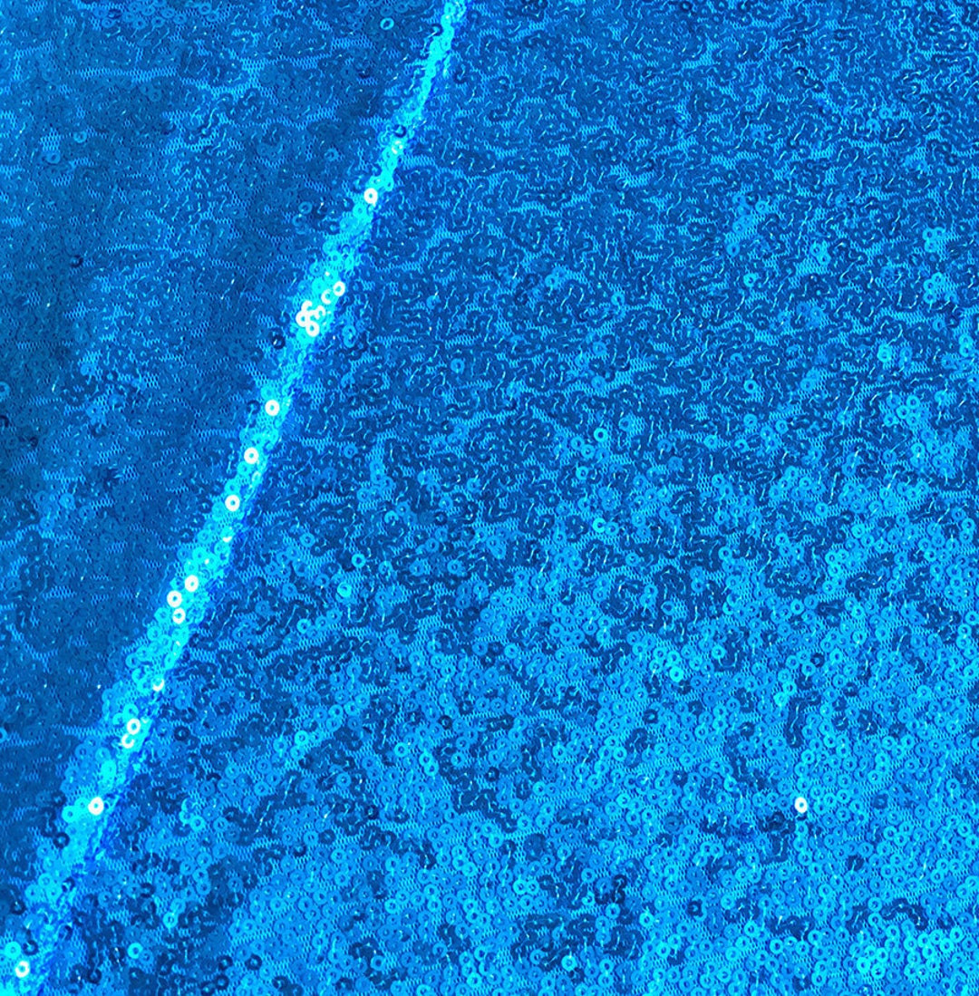 Aqua Blue Sequin Fabric, Blue Full Glitz Sequin Fabric, Turquoise Blue ...