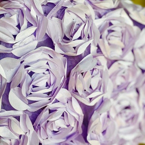 3D Rosette Fabric, 3D Rose Fabric, Lavender Rosette on Mesh Fabric