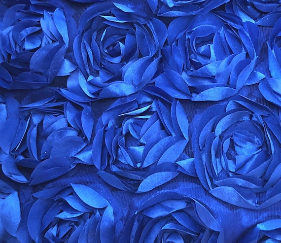 3D Rosette Stoff, Royal Blau Rosette auf Mesh Stoff, 3D Rose Stoff, blau  Satin Rosette Blumenstrauß Blume Kobalt Blau Pfingstrose Stoff-Bulk-Lager