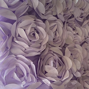 3D Rosette Fabric, 3D Rose Fabric, Lavender Rosette on Mesh Fabric