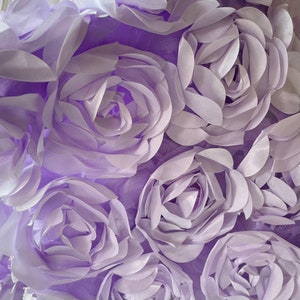 3D Rosette Fabric, 3D Rose Fabric, Lavender Rosette on Mesh Fabric