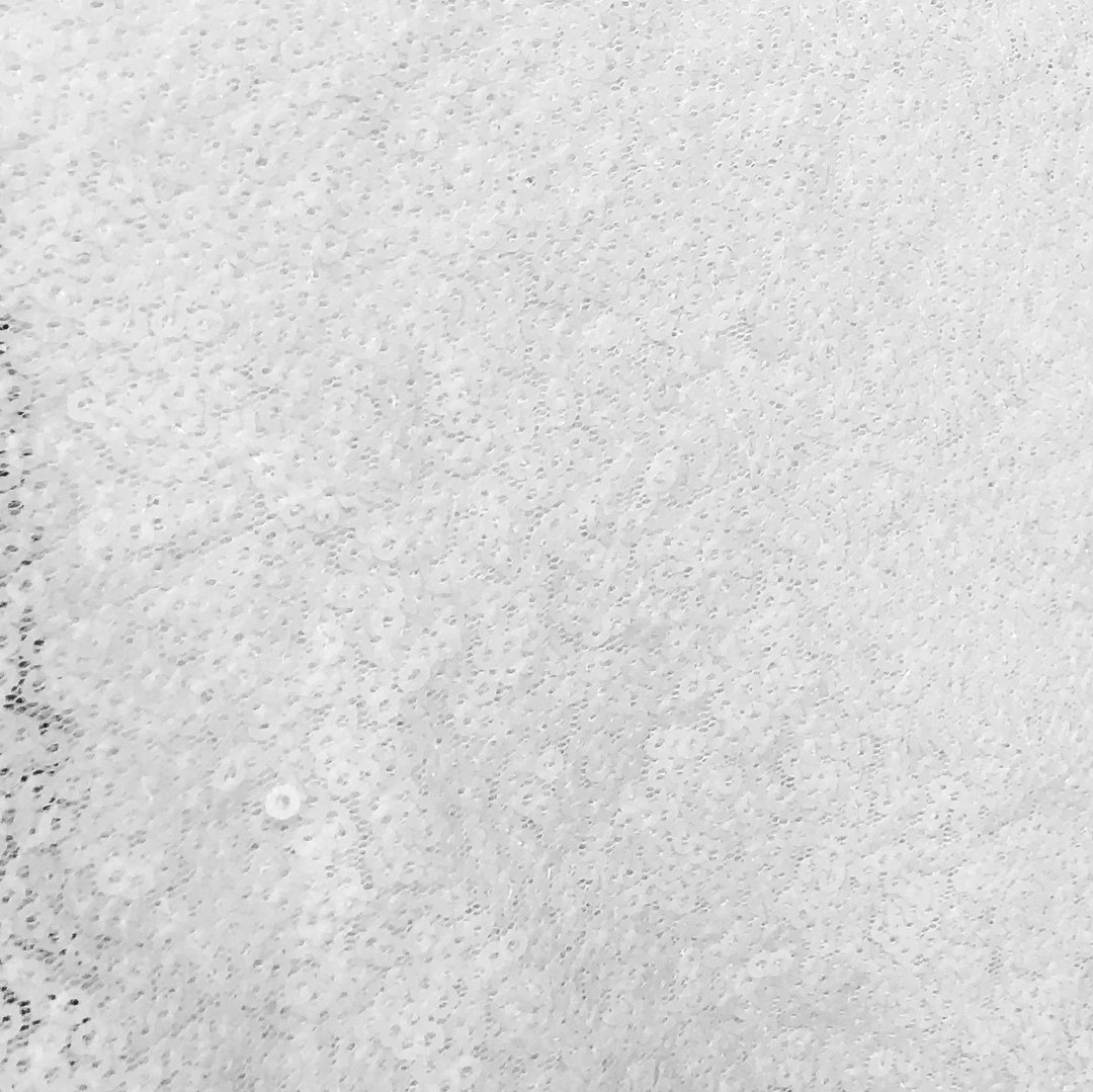 White Sequin Fabric, White Full Sequins Fabric, White Sequins on Mesh