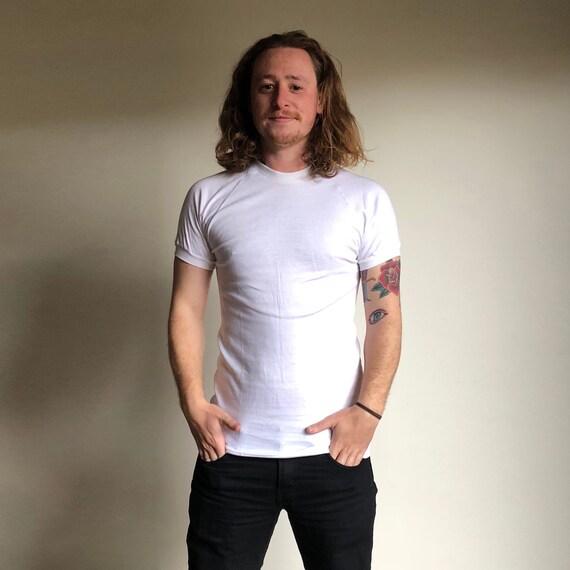 50's 60's DEADSTOCK SPEEDO TEE - White Raglan - Vi