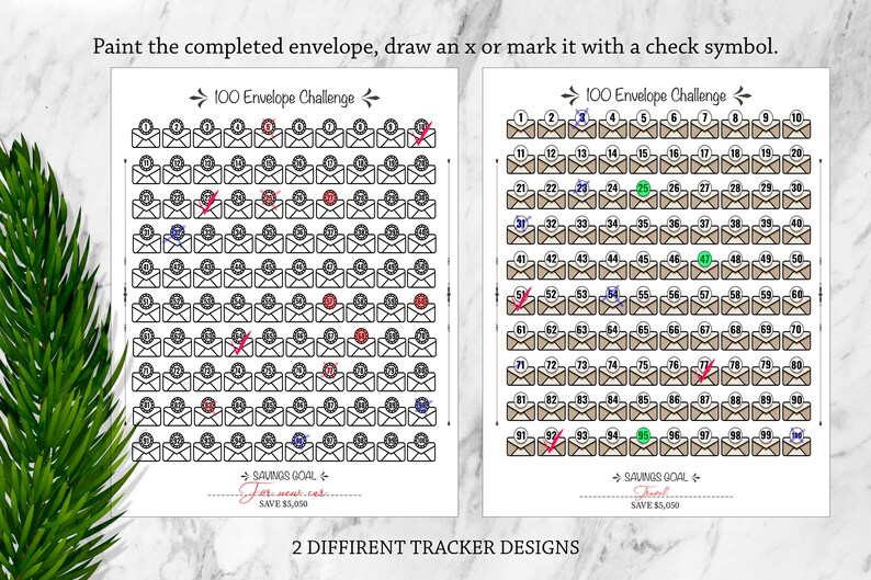 Printable 100 envelope challenge tracker purchaseQas