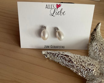 Classic real pearl stud earrings, silver pearl stud earrings, bridal jewelry, pearl jewelry, freshwater pearl earrings, silver earrings