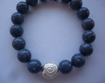 Handmade blue foam coral bracelet, real silver snail, single piece, maritime jewelry, statement chain, gift for her,