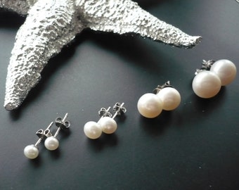 Süßwasserperlen Ohrstecker Echt Silber,pearl studs,Hochzeit,Echte Perlohrstecker,Perlenschmuck,Brautschmuck,Silber ,verschiedene Größen,