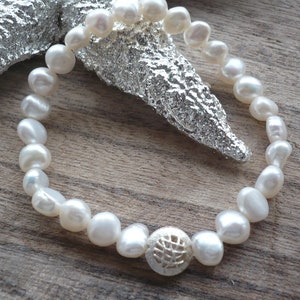 Freshwater pearl bracelet handmade, real silver lens, bridal jewelry, delicate pearl bracelet, pearl jewelry wedding, pearl wedding gift
