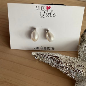Classic real pearl stud earrings, silver pearl stud earrings, bridal jewelry, pearl jewelry, freshwater pearl earrings, silver earrings image 3